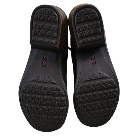 TEVA FOXY NUBUCK LEATHER ZIP BOOTS MID CALF STACKED HEEL RUBBER SOLE SZ 7 #631 - Picture 6 of 9